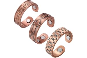 Fashtour 3 Copper Rings for Men Women, 99.9% Pure Copper Magnetic Rings, Adjustable