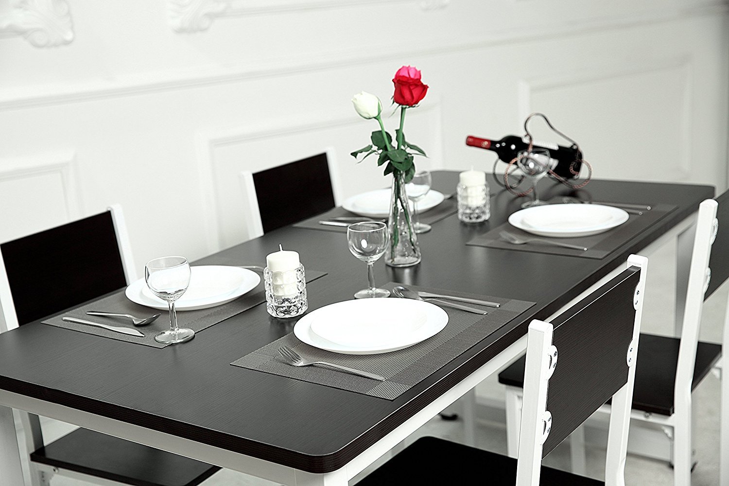 Silver Placemats,Vi-GO,Silver Table Mats,Non-slip Insulation Table Dinner Mats Weave Washable Dining Placemats for Kitchen Table Set. (6pack)