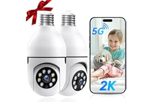 Light Bulb Security Camera Wireless Outdoor, 5G & 2.4GHz 2K 360 Degree Outdoor Camera Wireless Motion Detection and Alarm,Two