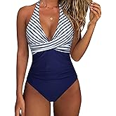 SUUKSESS Women Sexy Tummy Control One Piece Swimsuits Halter Push Up Bathing Suits
