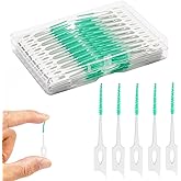 ACSKD Dental Floss Picks, 200 Count, Soft Rubber Brush Head, Interdental Brushes with Convenient Carry Case,Dual-Ended Toothpick Travel Teeth Cleaning Tools (Green)