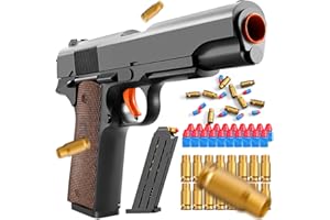 KYLIANDI Soft Bullet Shell ejecting Foam Blasters Pellet Ball Pistol Realistic Dart Hand Gun Cool Stuff That Look Real Coolest for Age Year Old boy Toy Teen Teenager Birthday Gift Ideas (Black)