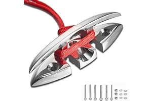 TINGZHIGO Boat Folding Cleats 6 inch 1 Pack, Flip-up Dock Cleats, Boat Cleats, 316 Stainless Steel, with Screws and Locking N