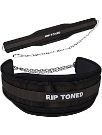 Rip Toned Dip Belt - 6" Weight Lifting Pull Up Belt With 32" Heavy Duty Steel Chain & Bonus Ebook - For Powerlifting, Xfit, Bodybuilding, Strength & Training - Lifetime Replacement Warranty
