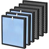 HSP001 Filter Replacements Compatible with HATHASPACE HSP001 Smart Air Purifiers, 4-in-2 Filtration Filter and Activated Carbon Pre-filter, 3 Pack
