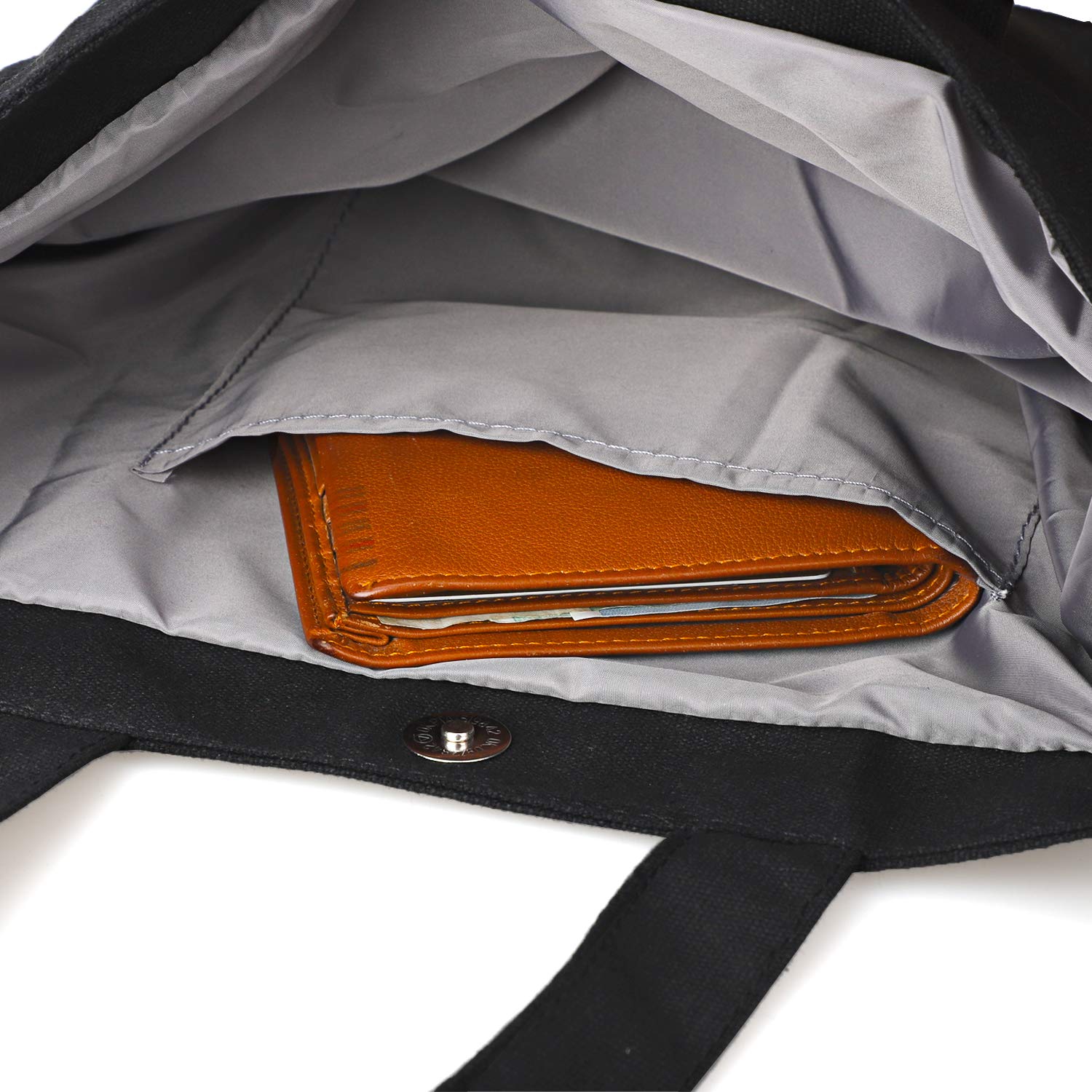 Women\'s 12 oz Canvas Tote Handbags Casual Vertical Top Shoulder Work Bag Crossbody Travel Bag Shopping Bag(Black)