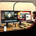 MACASA Double Head LED Desk Lamp with Remote Control Tall Desk Lamps for Home Office 24W Brightest Computer Desk Light Office Lamp for Workbench Drafting Architect Study Reading with Anti-Glare Cover