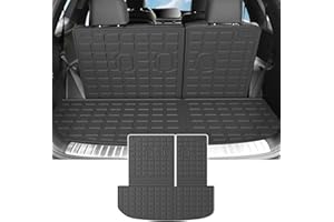 powoq Cargo Liner Compatible with 2020-2025 Hyundai Palisade Backrest Mat TPE Behind 3rd Row Replacement for 2020 2021 2022 2023 2024 2025 Hyundai Palisade Accessories (Trunk Mat with Backrest Mat)