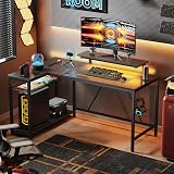 Bestier 58 Inch L-Shaped Gaming Desk with RGB Lights and Outlets view 2