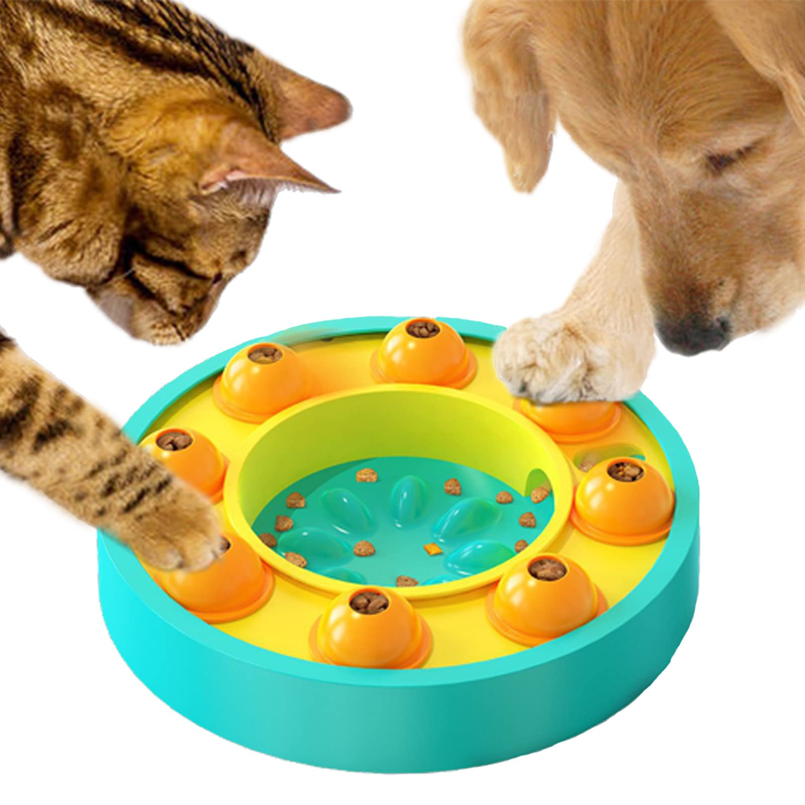 Etechydra Dog Puzzle Slow Feeder Toy, Interactive Dogs Puzzle Toys for Dogs Cats, Small Medium Bowl for IQ Training & Mental Enrichment, Dog Treat Dispenser Puzzle Toy Gifts, Yellow