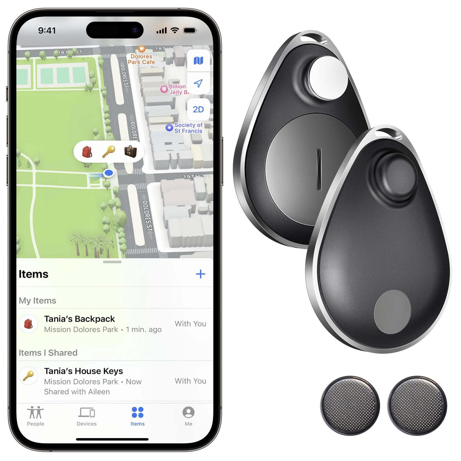 Utag GPS Tracker for Kids Hidden 2 Pack, Bluetooth Tracker Works with Apple Find My (iOS only), Waterproof, Lost Mode, No Monthly Fee, Suitable for Children, Elderly, Pets, Backpack(Black)