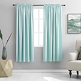 DONREN Aqua Color Blackout Curtains for Bedroom - 63 Inch Length Room Darkening Thermal Insulated Rod Pocket Curtains for Kids Room(42 x 63 Inches Long,1 Pair)