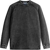 Aelfric Eden Acid Wash Sweatshirt Crewneck Oversized Sweatshirts Vintage Casual Solid Long Sleeve Pullover Tops