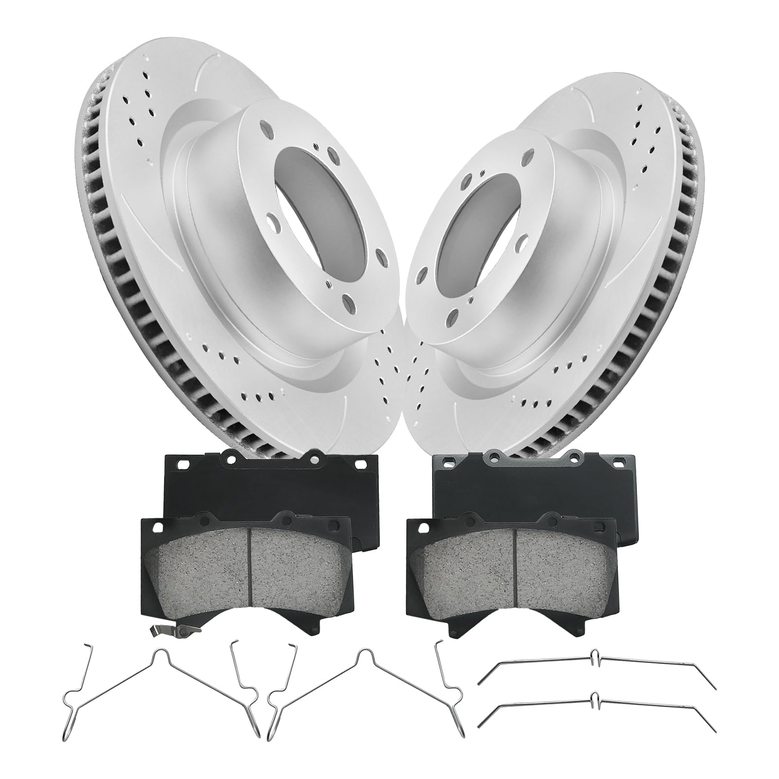 Photo 1 of Anpulsero Brake Pads And Rotors Kit Front Compatible with 2007-2021 Toyota Tundra/Toyota Sequoia Land Cruiser Lexus LX570 13.9In(354mm) G-coated Vented Drilled Slotted Rotors for 31482 & D1303-8419