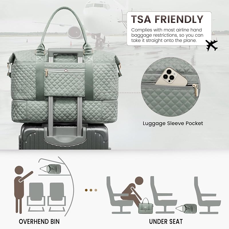 Sporttasche Reisetasche Damen Groß Weekender Travel Duffle Bag mit Kulturbeutel Handgepäck Tasche mit Schuhfach Kliniktasche Geburt Mama Set Wasserdicht für Flugzeug Reise Gym Camping