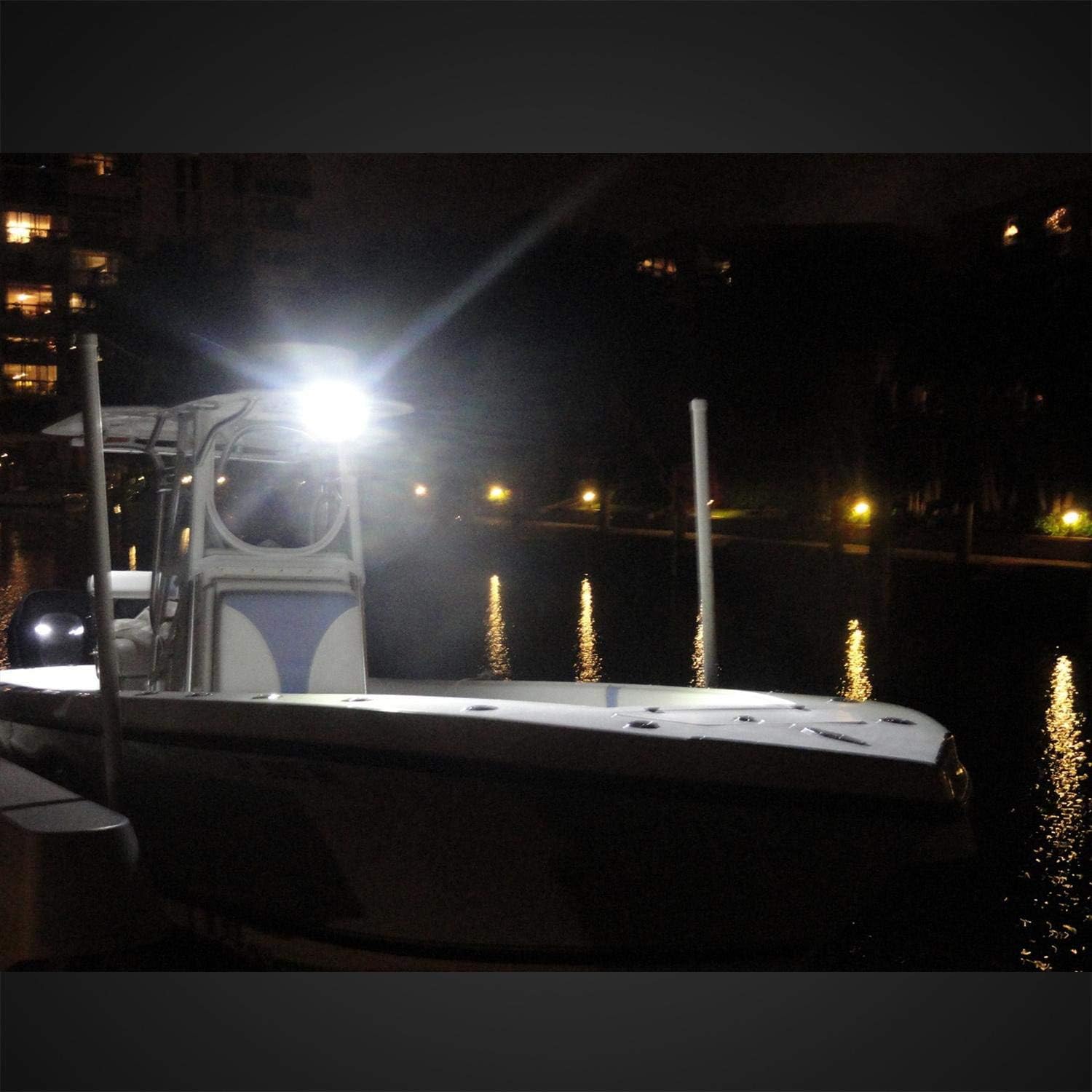 Partsam Pair 102W 10200LM Marine Spotlight Led Boat Lights Bar, Waterproof 7 Inch 6500K 180°Adjustable Mounting Bracket, Aluminum Shell, 2 Years Warranty Black : Sports & Outdoors