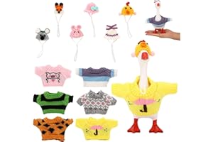 6 Sets Mini Desk Goose Outfits and Hats, Cute Knitted Sweater Clothes for 7 Inch Magnetic Desktop Goose or Keychain Adorable 