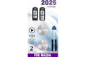IYUKETROR Key Fob Battery Replacement for Mazda (2009-2020) 3 6 CX-3 CX-5 CX-9 MX-5 Miata Remote Fob Battery CR2025 (Pack of 2) (Check Fitment Guide)