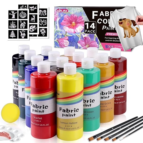 COLORFUL 14 COLORS PERMANENT FABRIC PAINT FOR FURNITURE,...