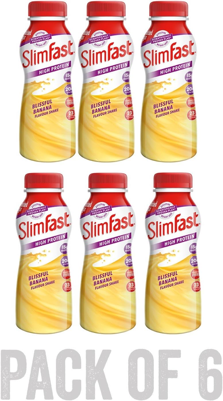 SlimFast Ready To Drink Shake, Tasty, Balanced Shake with Vitamins and Minerals, No Sugar, Banana Flavour, 6 x 325 ml Multipack - Image 3