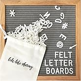 Felt Like Sharing Square Letter Board (Gray Felt - 10”x10”) – Changeable Message Board with 3 Sets of Felt Board Letters for Valentines Day Decor & Aesthetic Home Display in Oak Frame