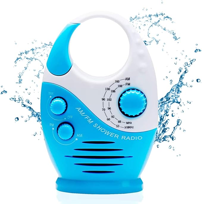 Pppby Waterproof Shower Radio Portable Speaker Splash Proof AM/FM Radio