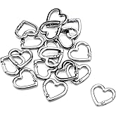 Tighall Aluminum Heavy Duty Keychain Clip Heart Shape Key Ring Creative Flat Key Ring Accessories Connector Keychain (16pcs, Gun Black)