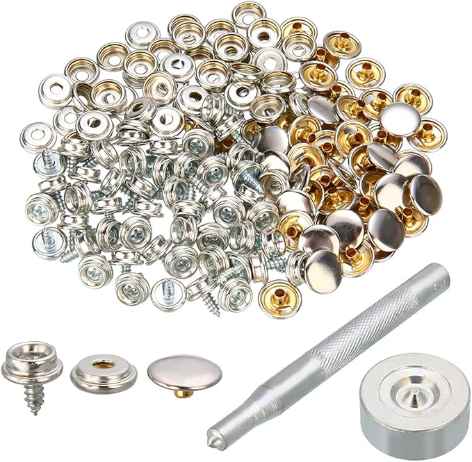 150 PCS(50 Sets) Snap Fastener Kits, Upholstery Boat Cover Snap Button