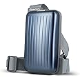 ÖGON -DESIGNS- Practical and Stylish Aluminum Belt Bag with Integrated Wallet, Phone Slot, RFID Protection Against Fraud and demagnetization, Phone Bag Model