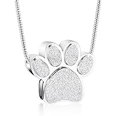 Hearbeingt Pet Cremation Jewelry for Ashes Urn Necklace Paw Print Pet Keepsake Jewelry for Dog's/Cat's Ashes Pendant Memorial Gifts