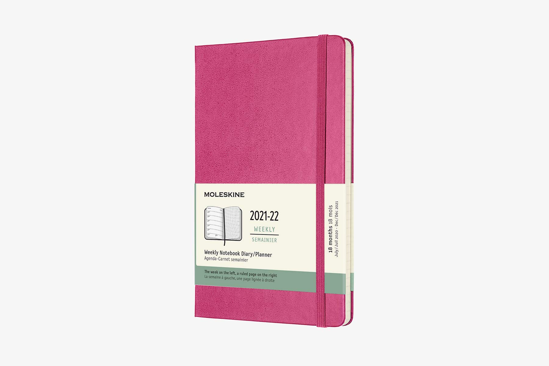 Moleskine - 18-Month Weekly Planner/Diary, Weekly Planner 2021/2022, Weekly Notebook with Hard Cover and Elastic Closure, Size Large 13 x 21 cm, Colour Bougainvillea Pink, 208 Pages โ image 1