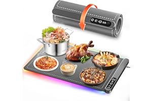 Vertdens 4 Modes of ambiance lamp Food Warming Mat， Food Warming Mat for Buffet，Electric Warming Tray，Versatile Food Warmer for Gatherings，Ideal for banquets, buffets, Family and Travelling