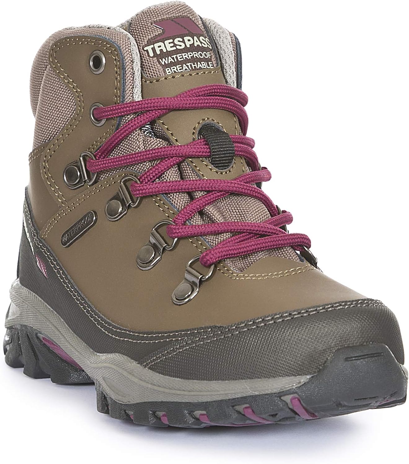 Trespass Glebe II Kids Leather Walking Boots Mid Cut Shoes
