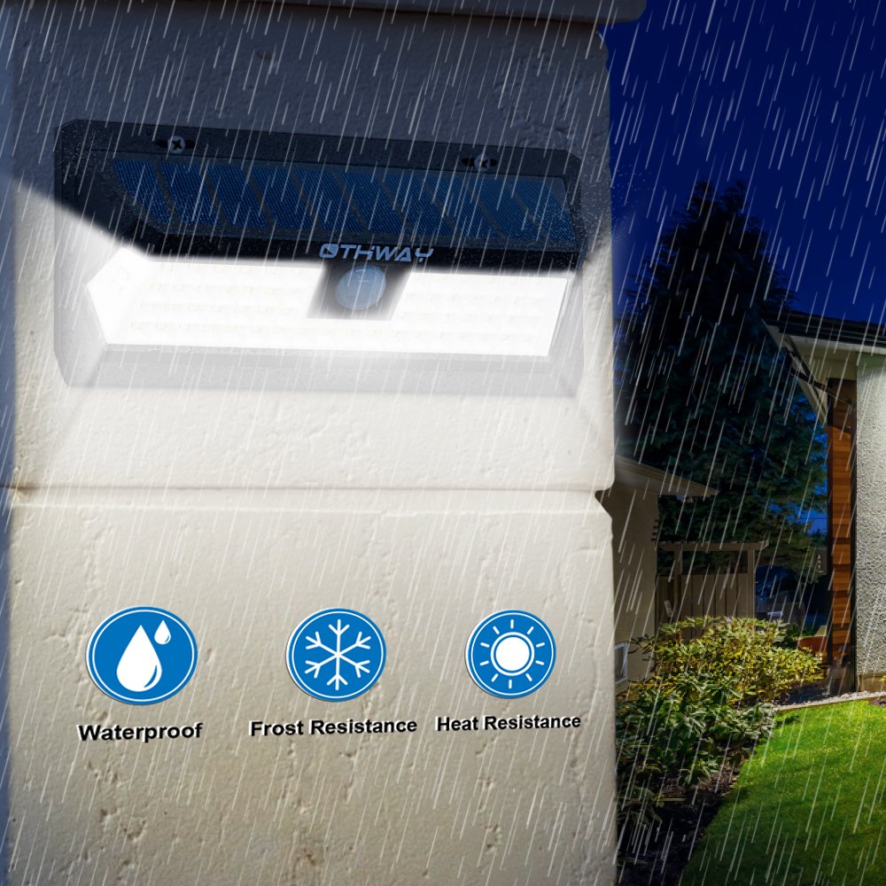 Solar Motion Sensor Lights OTHWAY Bright Outdoor Waterproof Wall Lights Wide Lighting Area Easy Installation Great Detection Range Security Lights