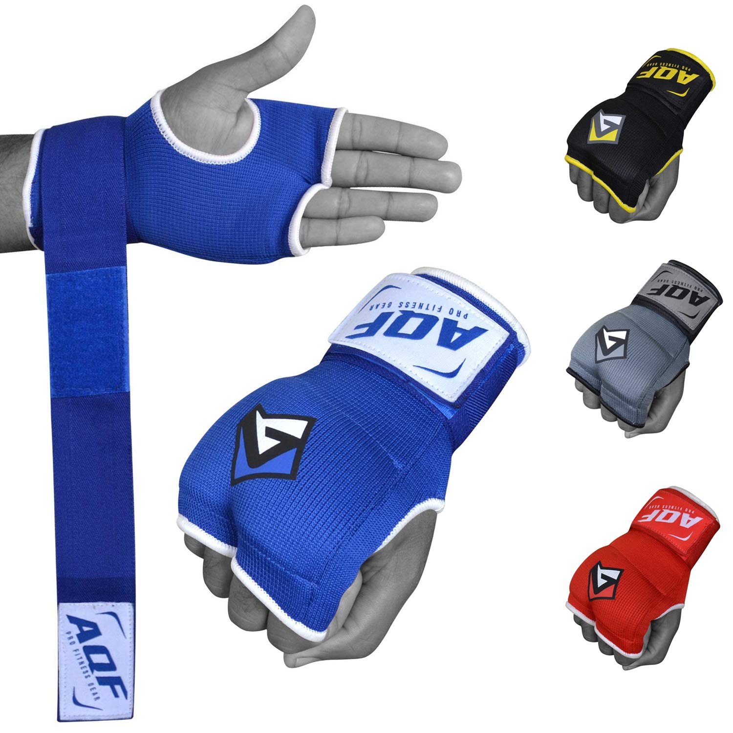 AQF Boxing Gel Gloves Hand wraps Punch Bag Inner Glove MMA Martial Arts Blue XL V2