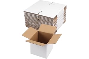 Hoikwo 5x5x5 Shipping Boxes Set of 25, White Corrugated Cardboard Box for Small Business for Packaging Mailing