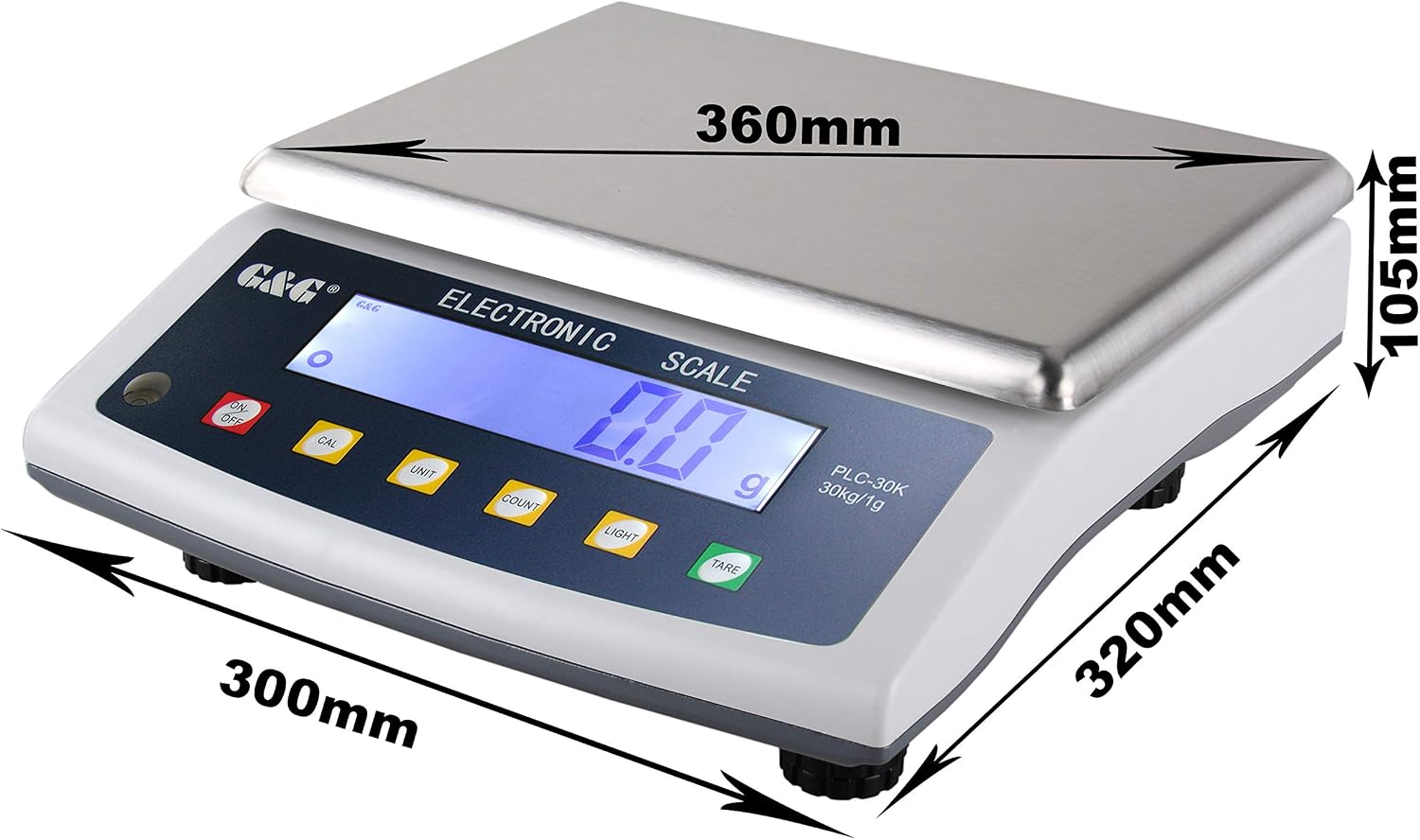 G&G Digital Precision Scales 1 g / 30 kg, Silver - Image 3
