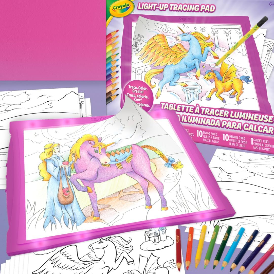 Crayola Light Up Tracing Pad Pink, Best Birthday, Holiday & Christmas Gifts for Girls & Boys, 6, 7, 8 Year Olds, Kids Toys, Light Box Art Kit for Kids [Amazon Exclusive]