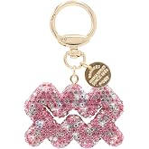 Sparkly Pink Rhinestone Zodiac Constellation Keychain Bag Charm | Quick-release swivel clasp, multi-angle glitter luminous finish, easy-spot key marker, mix-match bag adornment