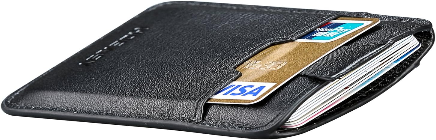 HOEASY Minimalist Credit Card Holder RFID Wallet Slim Wallet Travel Wallet Card Wallet with Strap and Money Bill Pocket