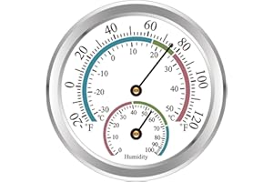 SEMONSAL Analog 2 in 1 Temperature Humidity Outdoor Monitor Gauge for Home, Offices,, White
