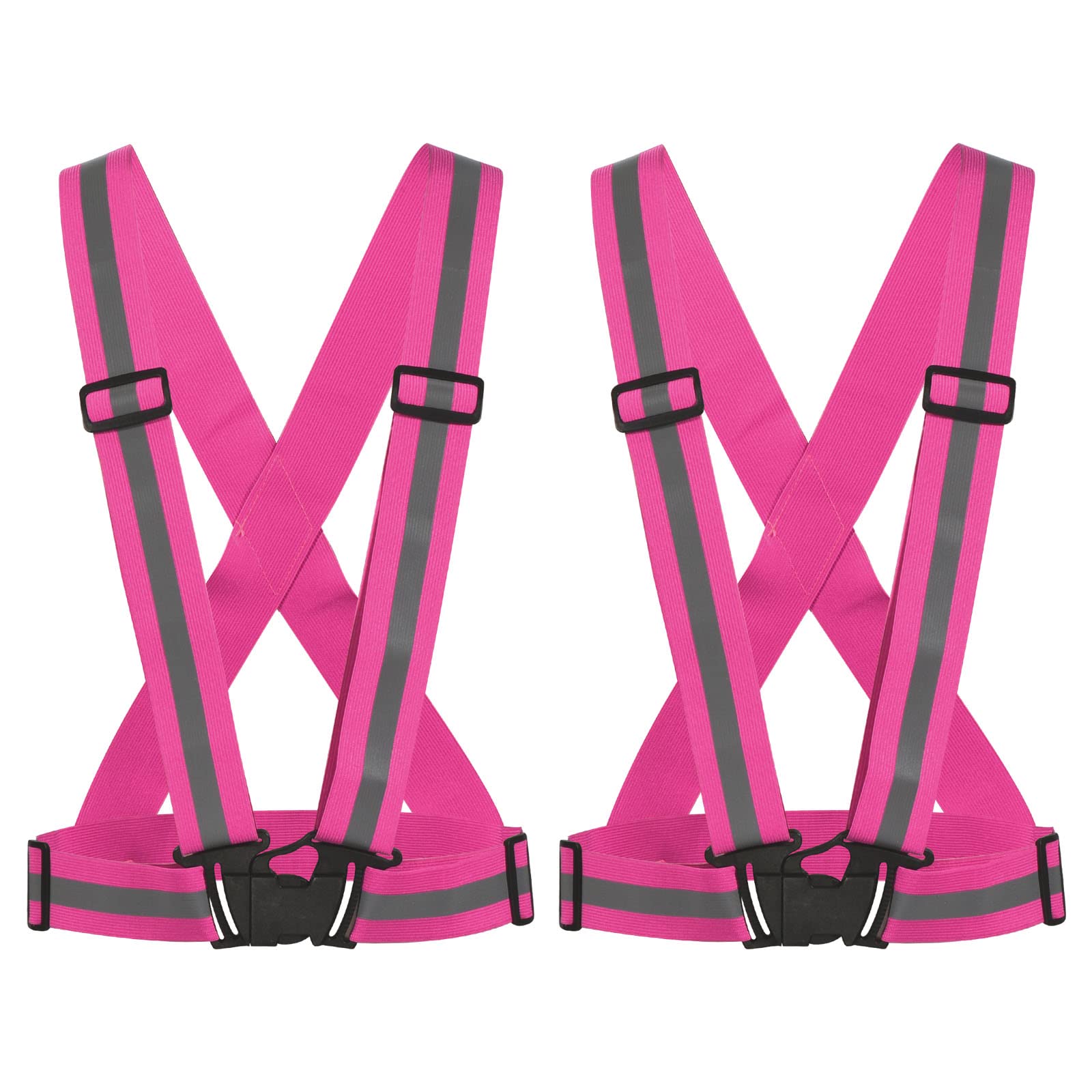 M METERXITY 2 Pack Reflective Vest - Adjustable Strip, High Visibility Safety Reflector Tape Safety Gear, Apply to Running Night Walking(1.5", Pink)