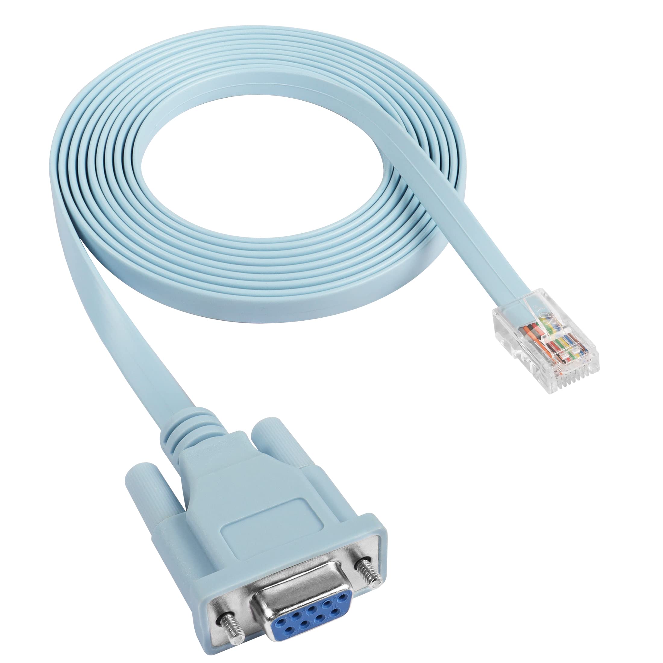YACSEJAO 3M/9.8FT DB9 to RJ45 Console Cable DB9 9 Pin Female Serial Port RS232 to RJ45 Converter Compatible with Cisco Router Switch(Blue)