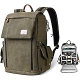 Camera Backpack, Zecti Waterproof Large Canvas Camera Bag Professional DSLR Camera Case for Hiking Travel Laptop and…