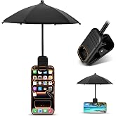 Phone Umbrella for Sun Shade, Updated Clip On Mini Phone Umbrella Anti-Glare Cellphone Screen Protector with UPF 45+ Black Anti-UV Coating Gifts for Beach Pool Tanning Car Travel Vacation Essentials
