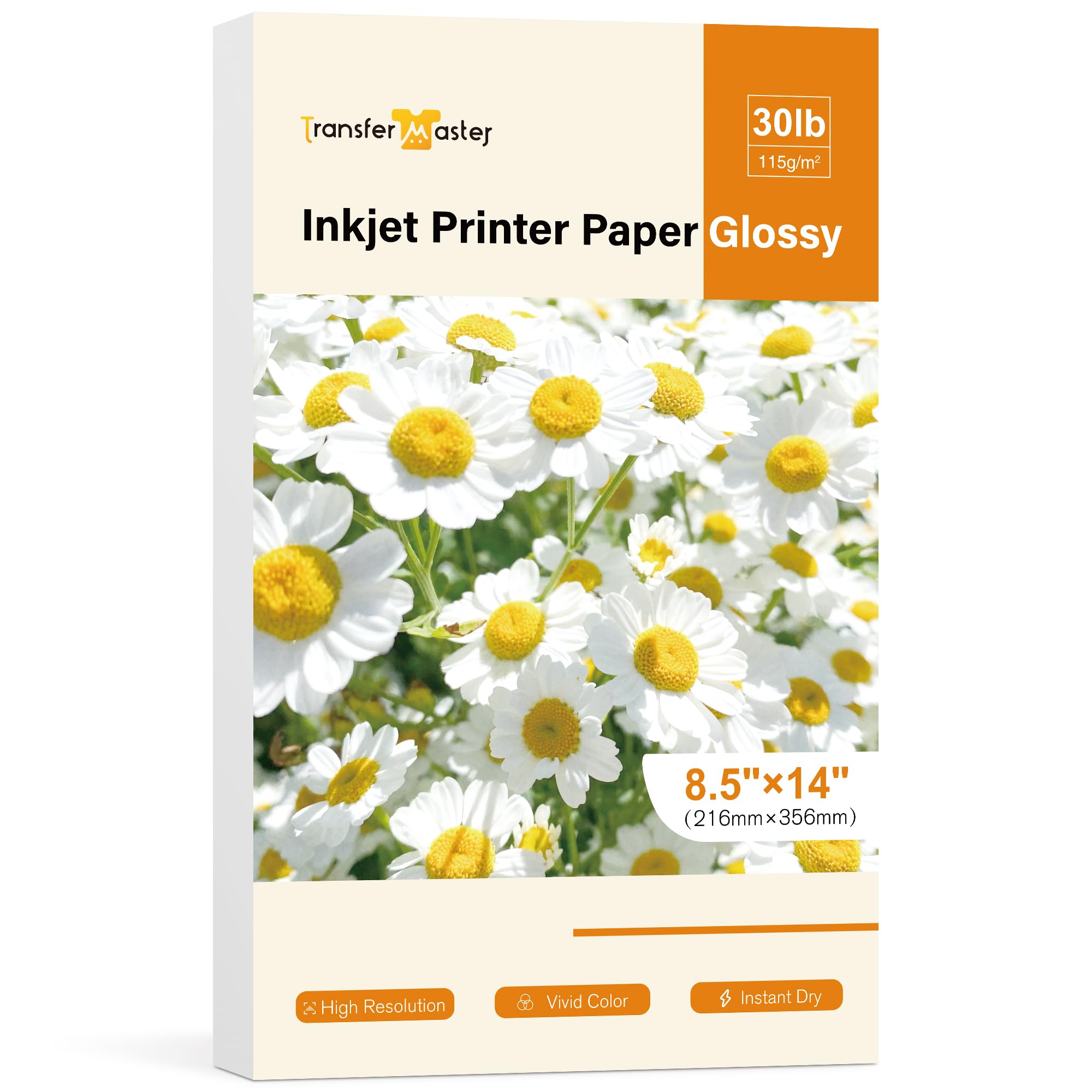 Photo 1 of Transfer Master Glossy Inkjet Printer Paper Legal Size 8.5X14 Inch 30LB for Inkjet Printers Dye Ink for Brochure Flyer 40sheets 115GSM
