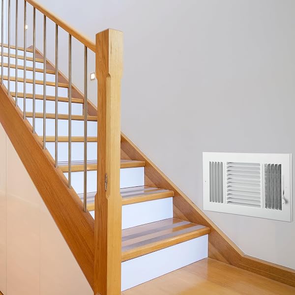 GISAFAI 8 PCS VENT COVERS 12 X 6 INCH HVAC SIDEWALL AIR CEILING REGISTER 3 WAY VENTS FOR WALL SOLID STEEL MANUAL ADJUSTER FOR HOME, BATHROOM, TOILET, OFFICE (WHITE)
