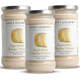 Dave's Gourmet Aged White Cheddar Alfredo Pasta Sauce, Rich &amp; Creamy Flavor, Ideal for White Pizza, Enchiladas &amp; More, Gluten-Free, 15 oz Jar, 3-Pack