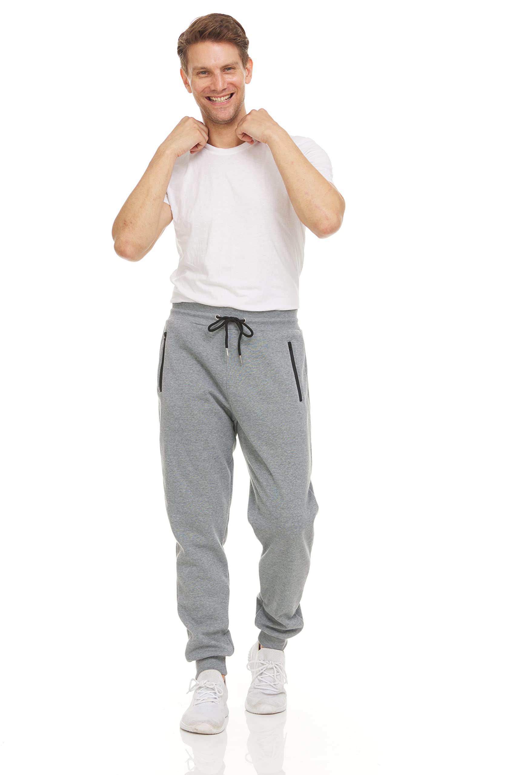 PURE CHAMP Mens 3 Pack Fleece Active Athletic Workout Jogger Sweatpants for Men with Zipper Pocket and Drawstring Size S-3XL