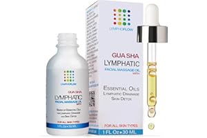 BRUIZEX Facial Lymphatic Drainage Oil for Gua Sha Facial Tools, Lymphatic Drainage Massager Face with Jojoba & Coconut Oil, Use with Face Roller, Jade Roller, Guasha Tool for Face & Neck, 1 Fl Oz